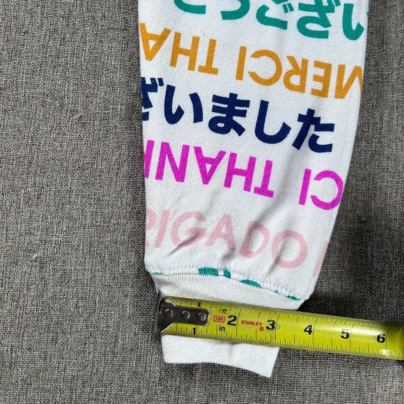 Wound Up Sweatshirt Top Women's Small Multicolor Multilingual Thank You Graphic - Picture 13 of 13